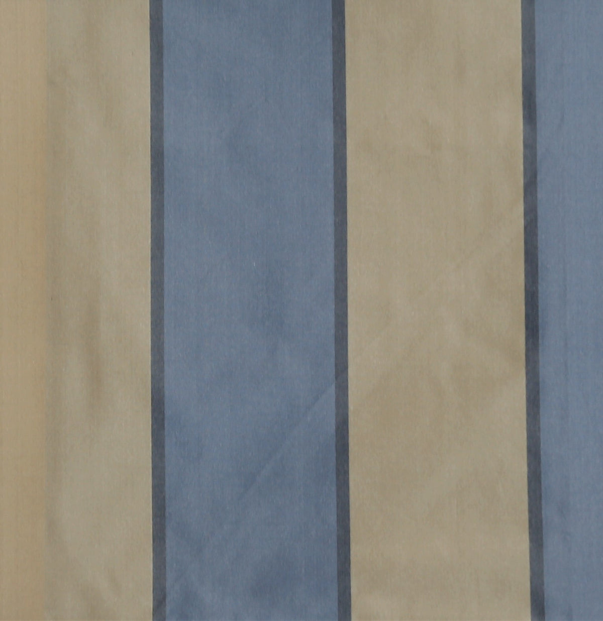 Slate-blue and beige silk upholstery fabric in a wide stripe