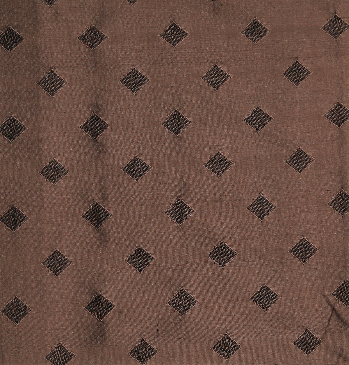 Bronze-brown silk upholstery fabric with small dark diamond motifs