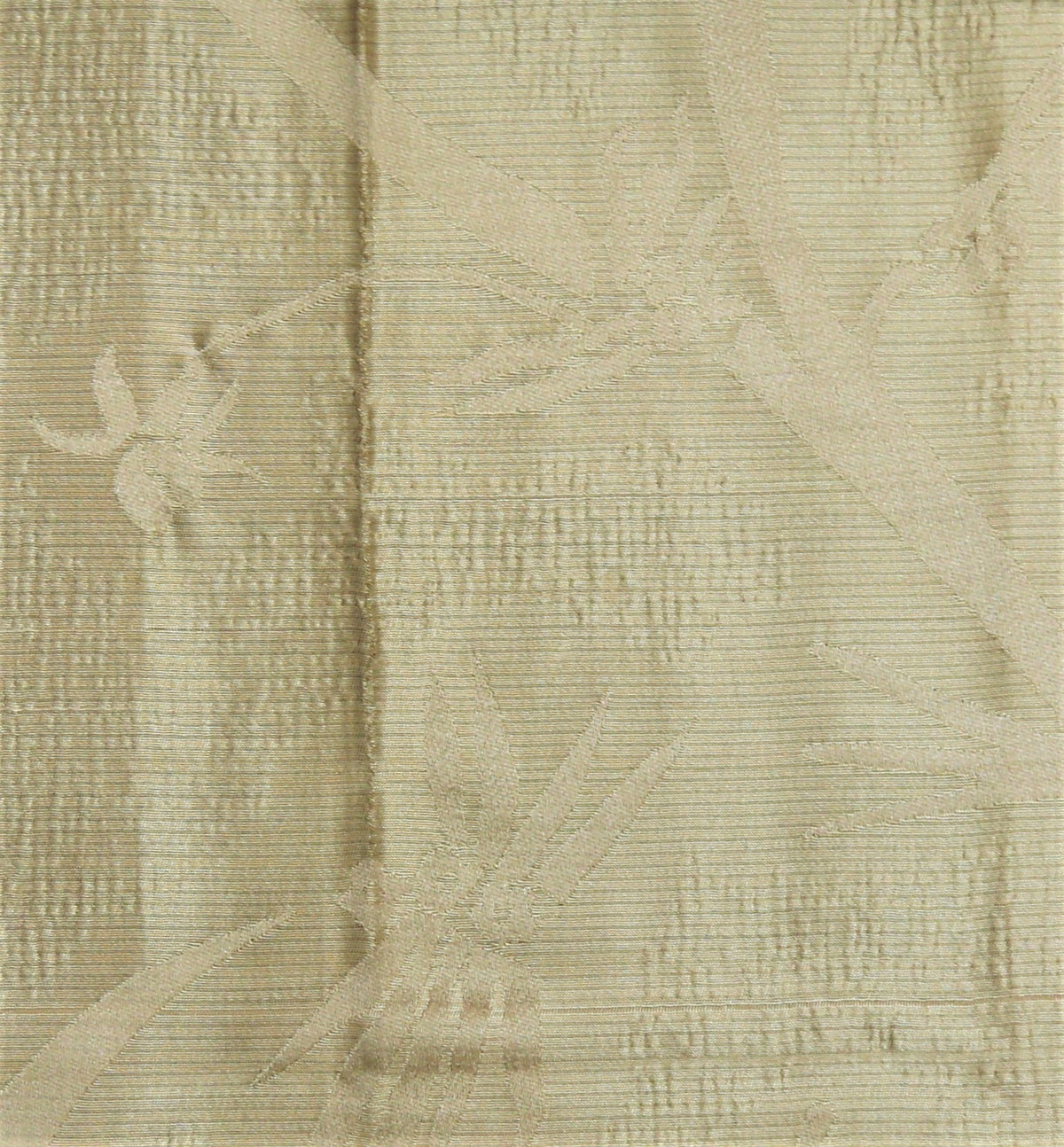 Champagne silk upholstery fabric with a tone-on-tone bamboo-leaf jacquard