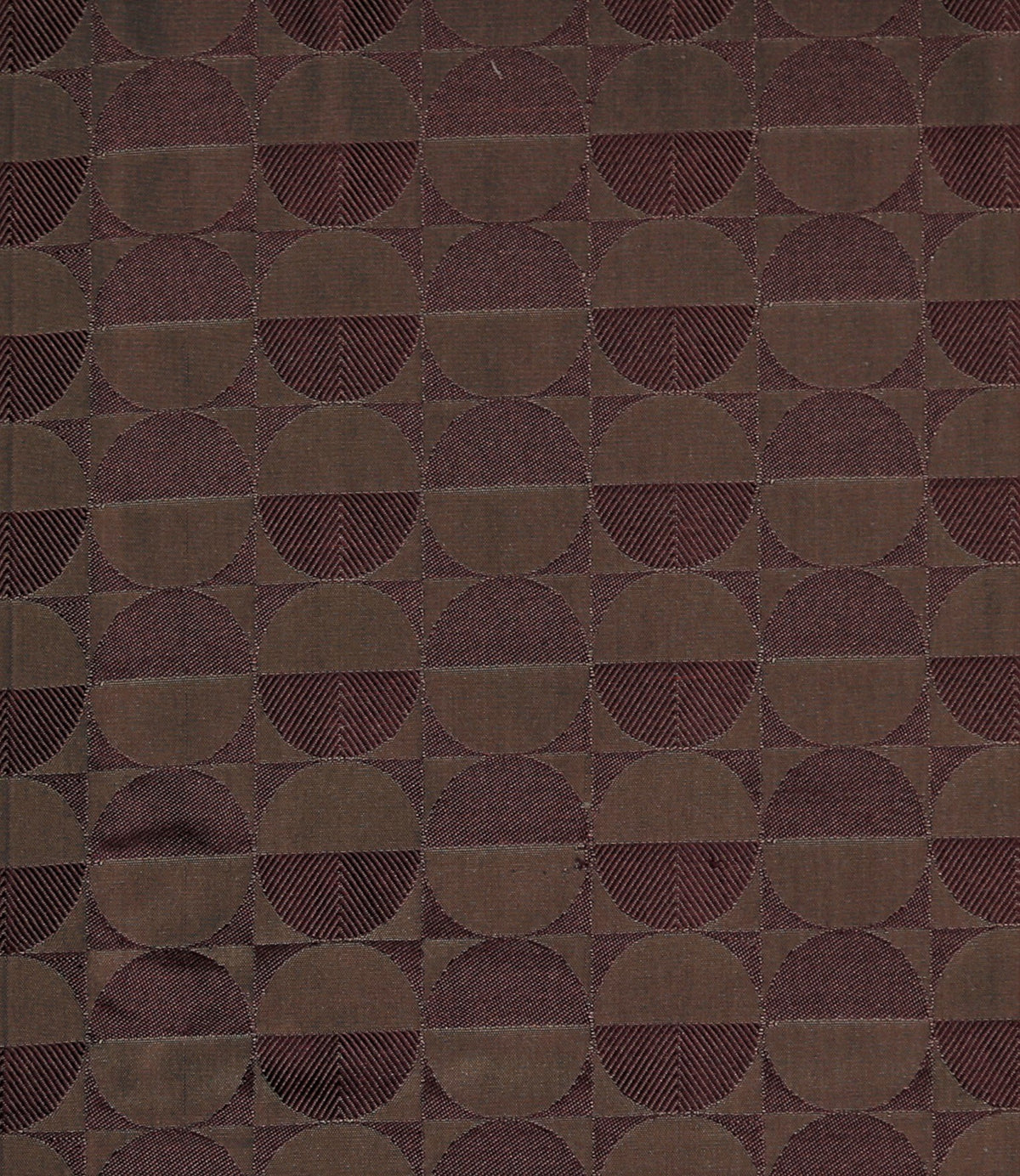 Maroon silk upholstery fabric with a tone-on-tone checkerboard medallion pattern