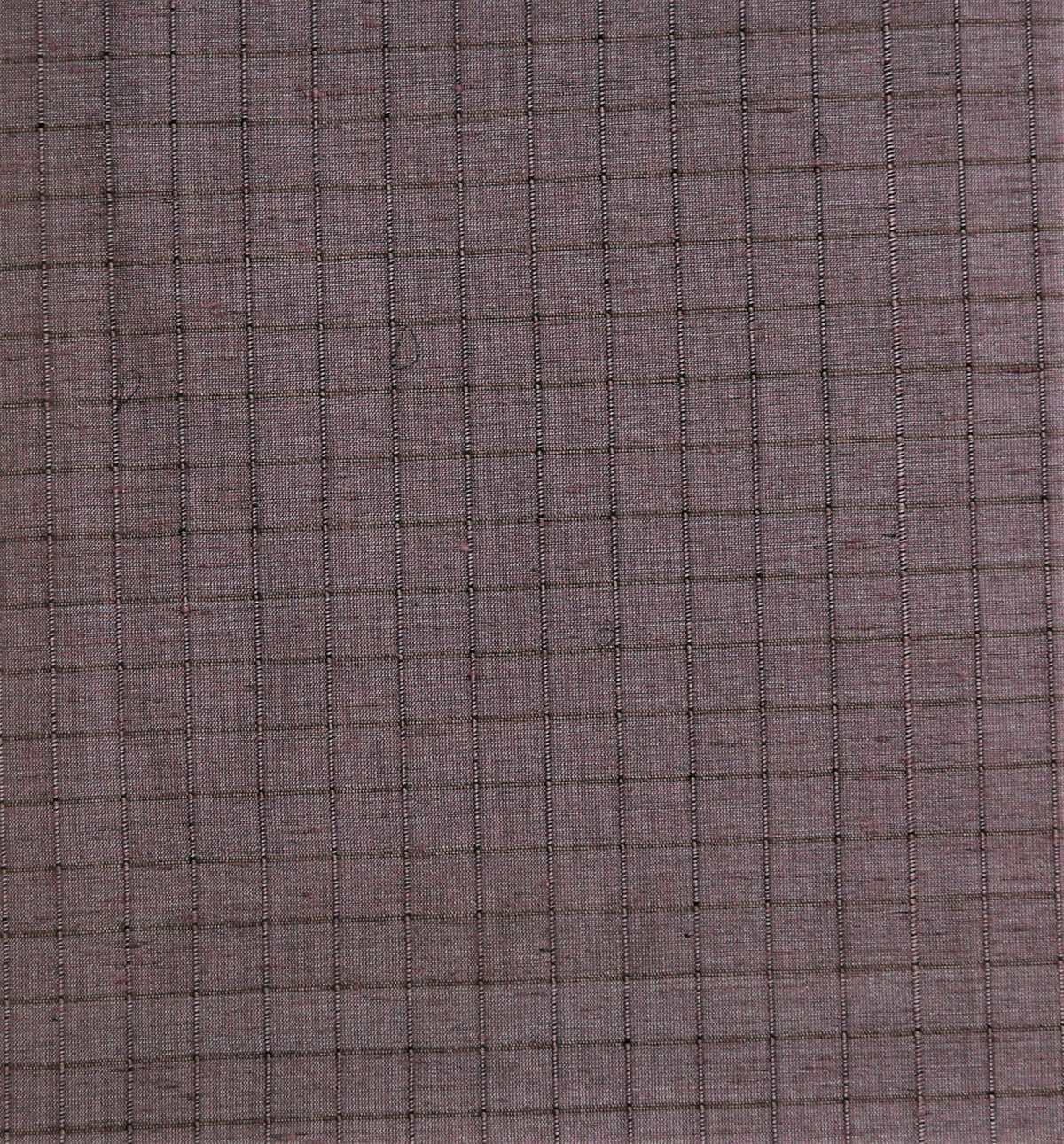 Dusty mauve-purple silk upholstery fabric with a fine windowpane check