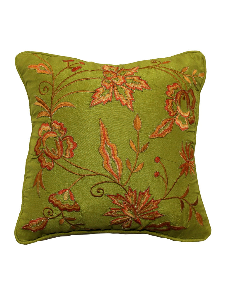 (Green)Embroidery- Polyester Cushion Cover - Jagdish Store Online Since 1965
