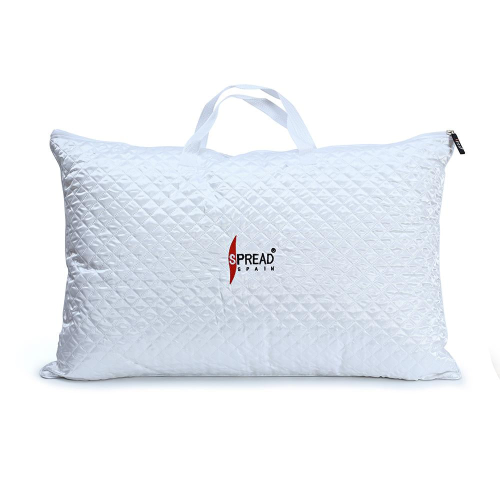White quilted Tencel pillow inside its Spread Spain carry bag with handles
