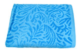 (Turquoise) Self Design Cotton Bath Towel