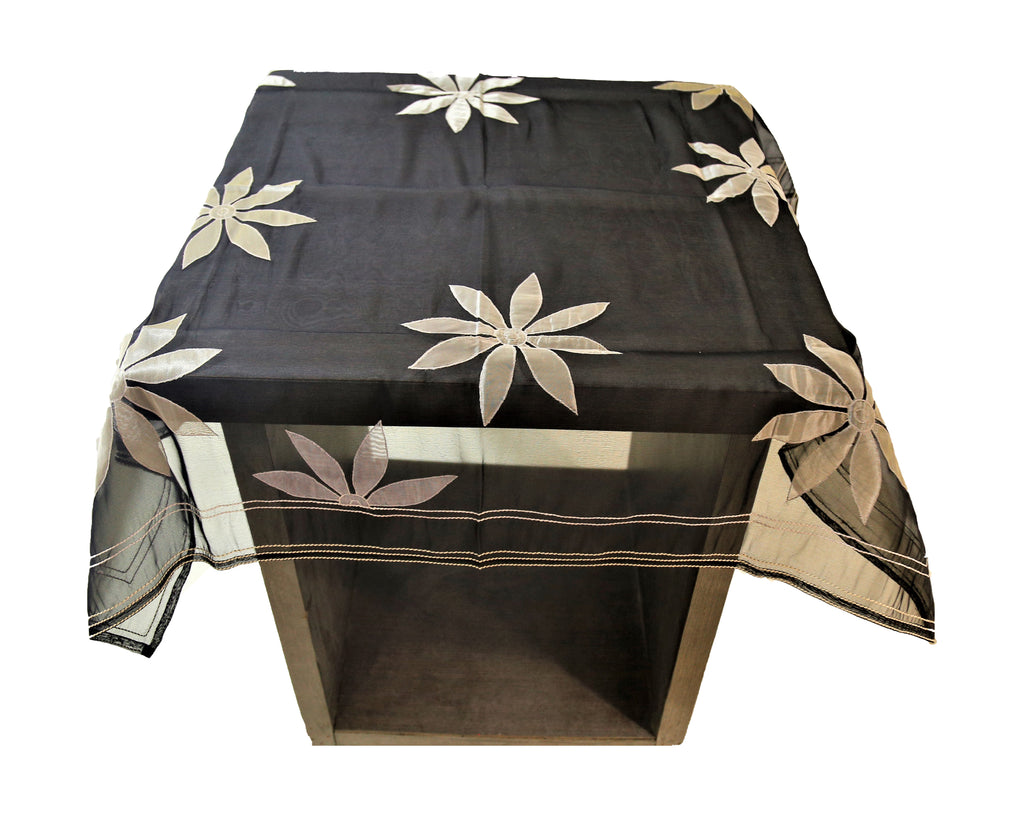 Patch Work (40 X 40 Inch) Table Cover(Black)-Organza - Jagdish Store Online Since 1965