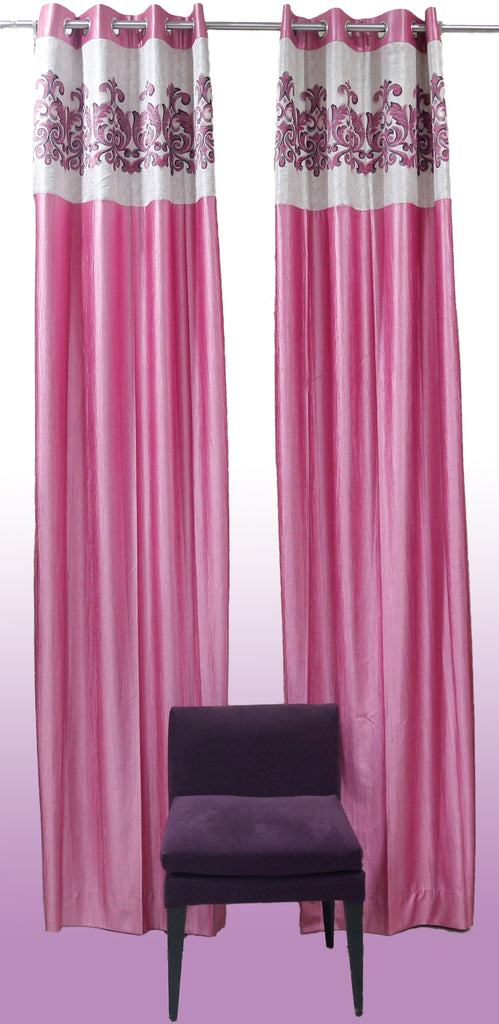 (Pink) Curtain Self Design- Polyester(9 X 4 Feet) - Jagdish Store Online Since 1965