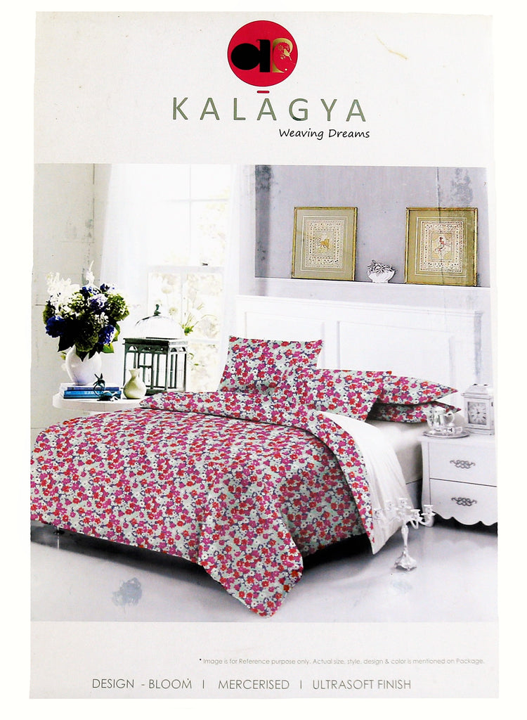 Kalagya- Bloom Printed Cotton Bedsheet(112 X 112 Inch) Set -(1 bedsheet+ 4 Pillow Covers) - Jagdish Store Online Since 1965