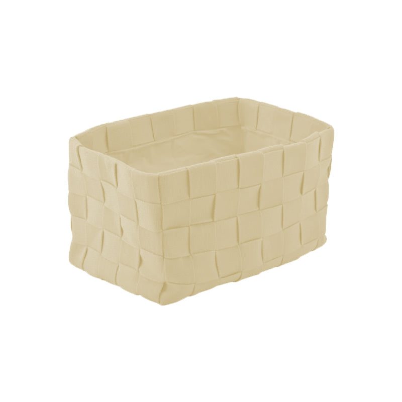 Cream woven fabric storage basket, 13x8x8 inch