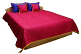 Reversible Plain PolySilk Quilted BedCover Set-(1 bedcover+ 2 Pillow Covers + 2 Cushion Covers) - Jagdish Store Karol Bagh Online Since 1965