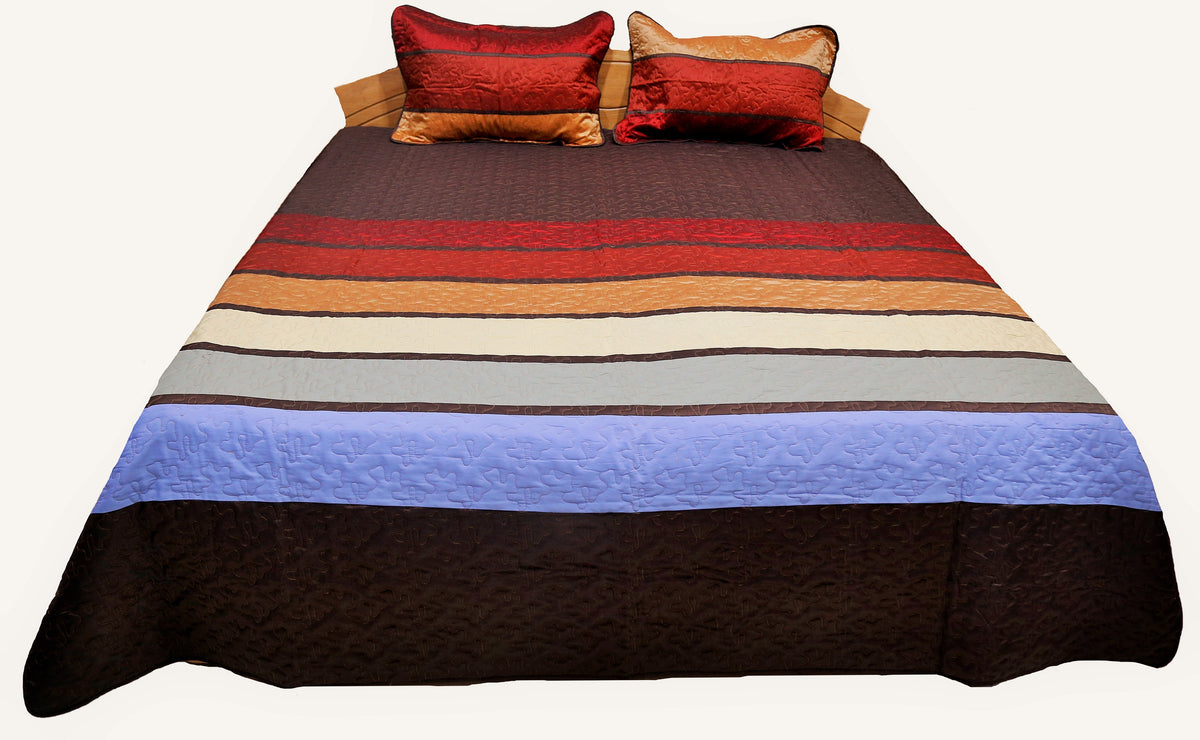 Beige Water Filling Stitch Bedcover front view
