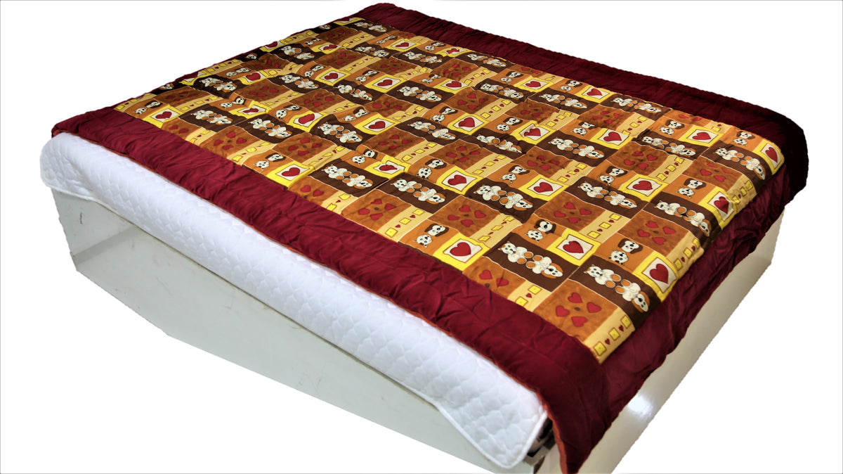 Brown Printed Cotton Quilt front view