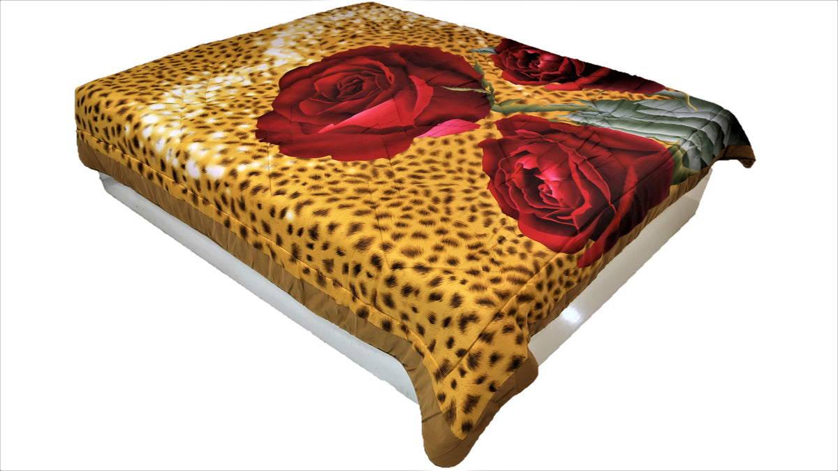 Brown Printed Polycotton AC Quilt front view