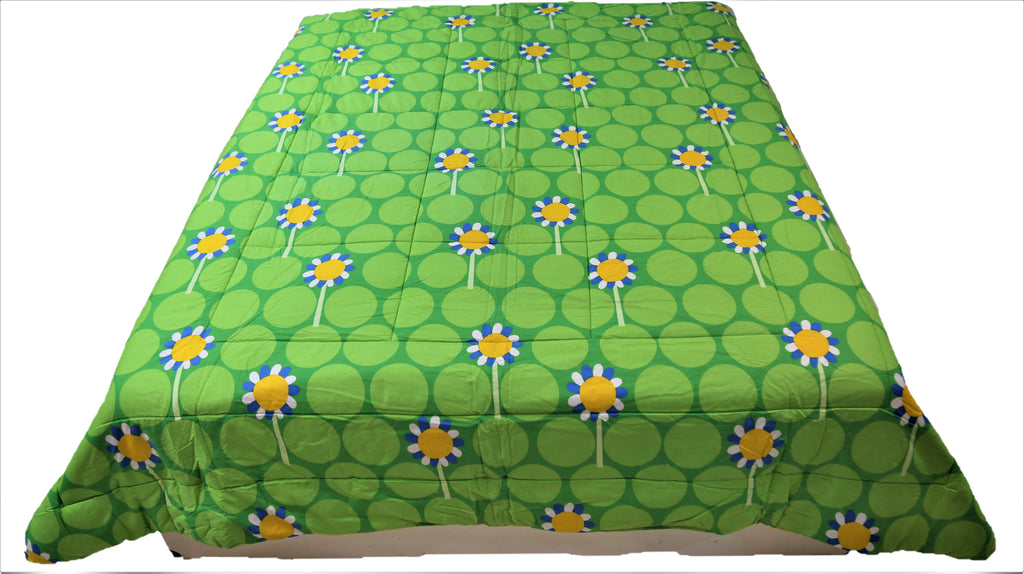 Printed(Pink/Green) Reversible Cotton AC Quilt (90x108 Inch)-250GSM - Jagdish Store Online Since 1965