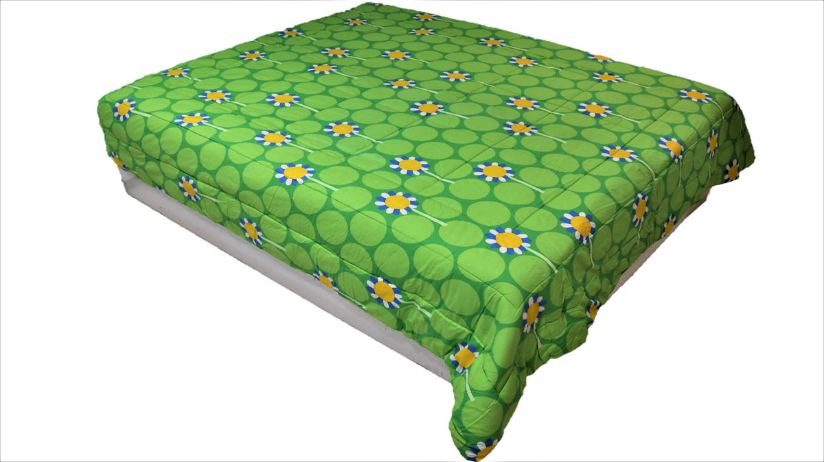 Printed(Pink/Green) Reversible Cotton AC Quilt (90x108 Inch)-250GSM - Jagdish Store Online Since 1965