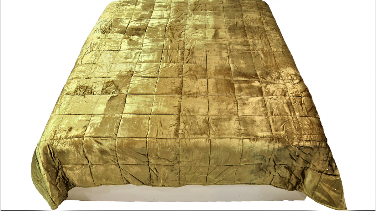Work(Golden)Chenille Quilt (90x108 Inch)-300GSM - Jagdish Store Online Since 1965