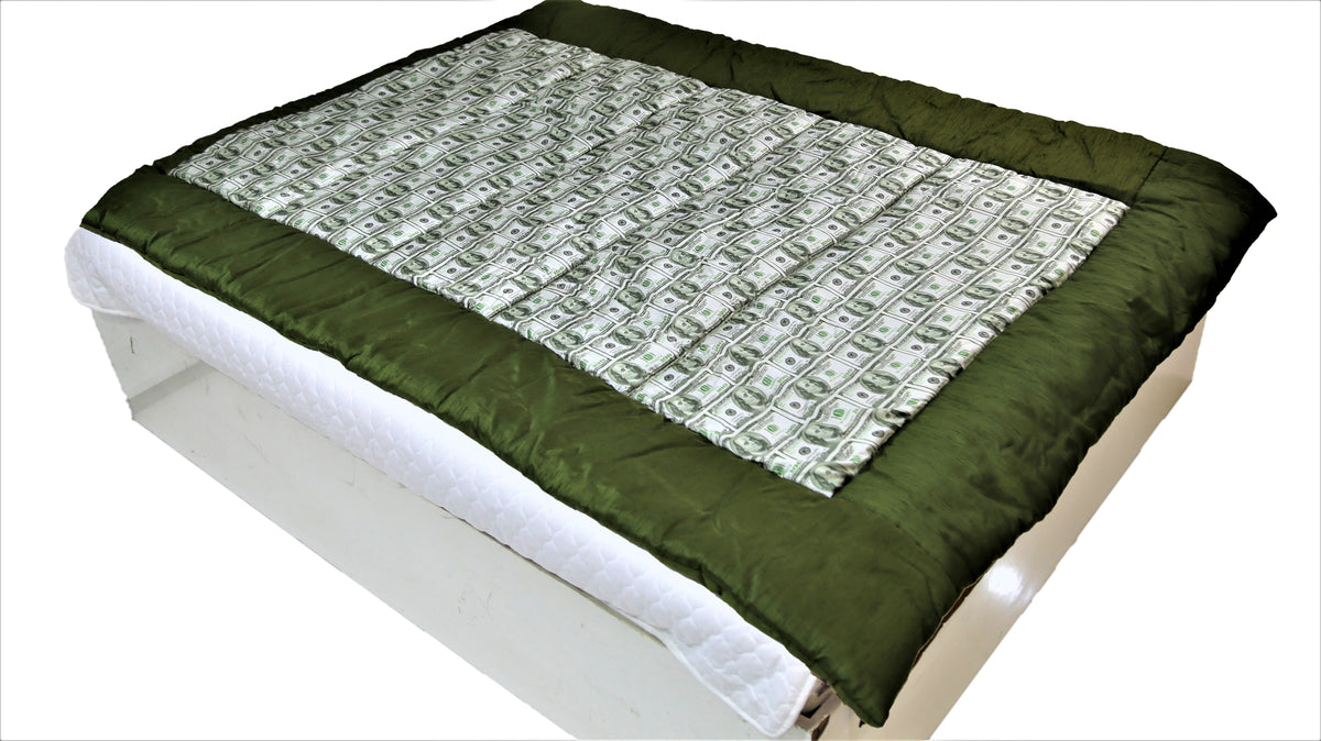 Cream Printed Polyester Quilt front view