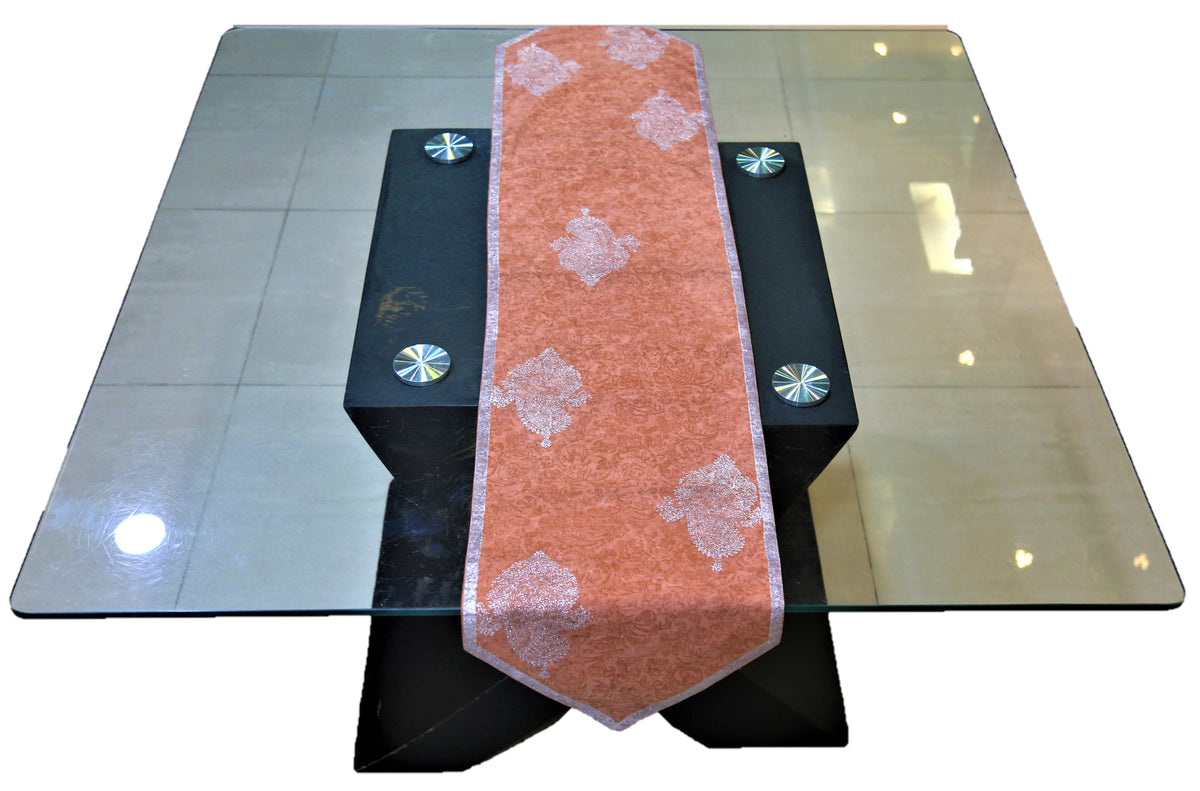 Self(13 X 60 Inch) Table Runner(D.Peach)-Velvet - Jagdish Store Online Since 1965