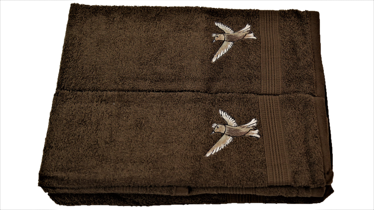 Brown Embroidered Cotton Towel Set front view