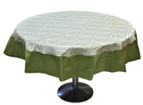 Printed (72 Inch) Round Table Cover(Cream-Green)-Sheer - Jagdish Store Online Since 1965