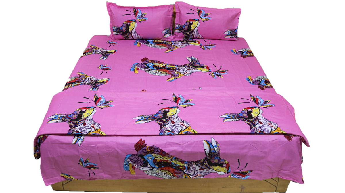 Purple Printed Cotton AC Set front view