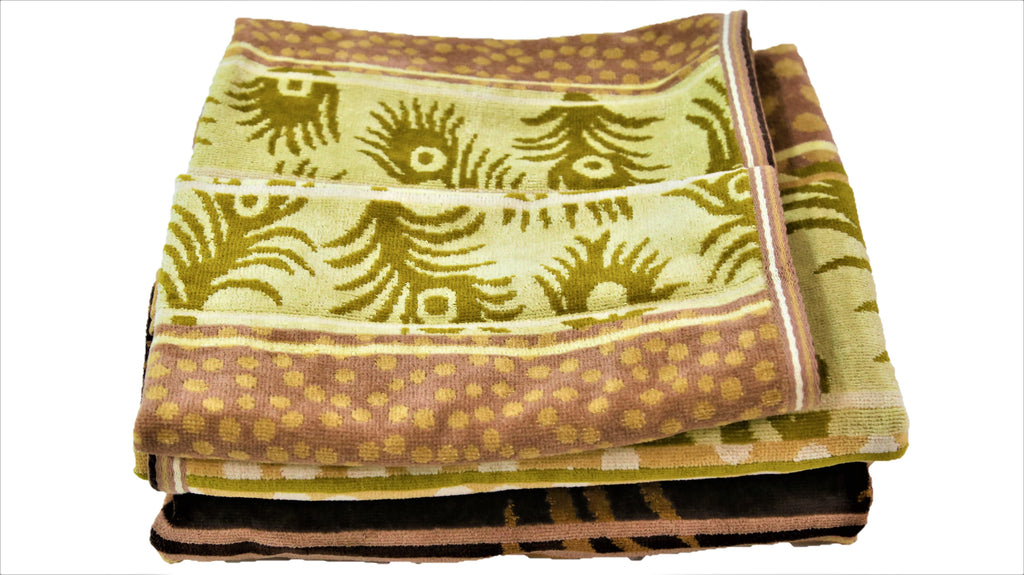 (Golden) Printed Cotton Bath Towel Set-4 Pcs Set - Jagdish Store Online Since 1965