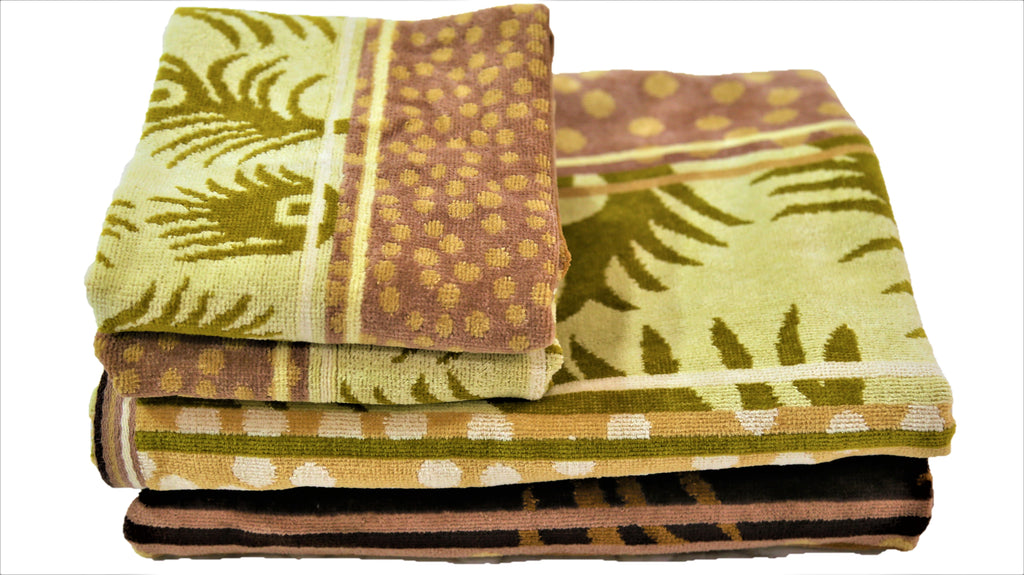 (Golden) Printed Cotton Bath Towel Set-4 Pcs Set - Jagdish Store Online Since 1965