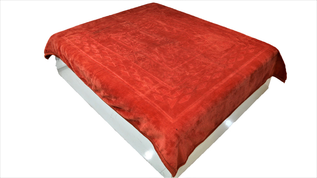 Plain Embossing (Orange)Blanket(220 X 240 Cm)-Polyester(2.760 Kg) - Jagdish Store Online Since 1965
