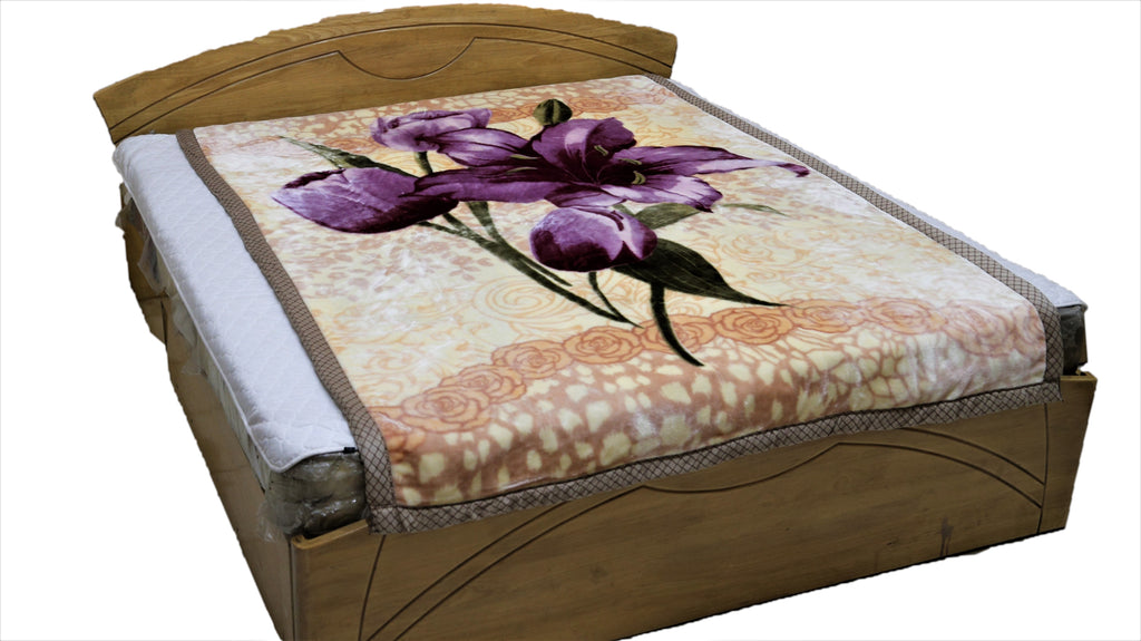 Brooklyn (Printed) (Cream/Purple)Blanket(60 X 90 Inch)-Polyester - Jagdish Store Online Since 1965