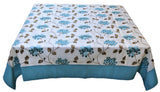 Embroidery (72 X 72 Inch) Table Cover(White-Blue)-Sheer - Jagdish Store Online Since 1965