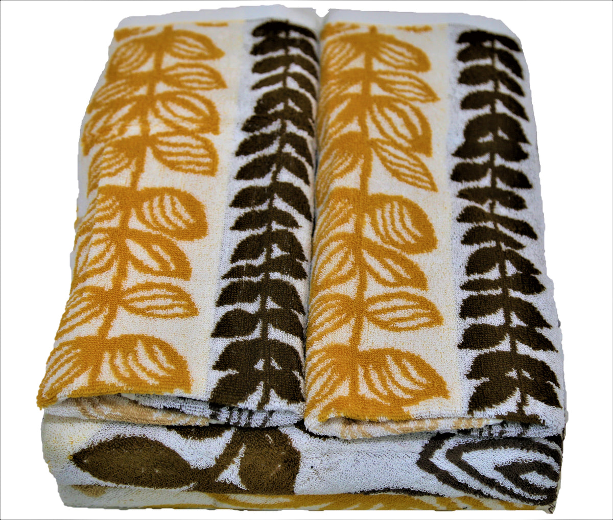 Black Printed Cotton Towel Set front view