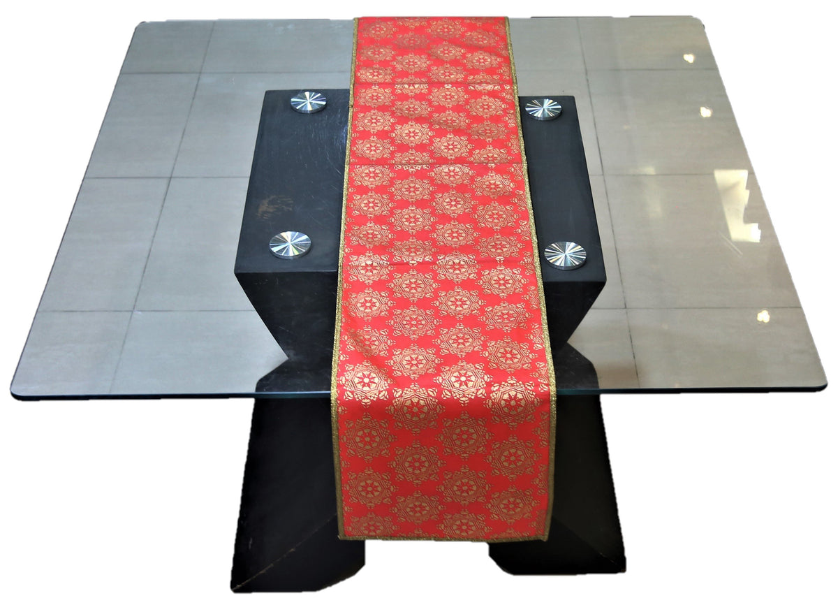 Maroon Embroidered Non Woven Table Runner 13 X 72 inch front view
