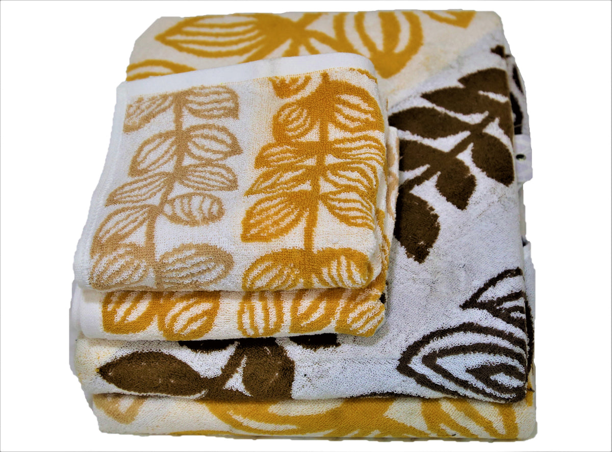 Black Printed Cotton Towel Set front view