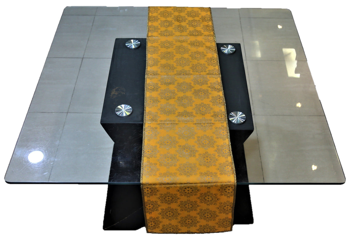 Yellow Embroidered Non Woven Table Runner 13 X 108 inch front view