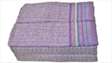 (Lavender) Striped Weaving Cotton Bath Towel Set-4 Pcs Set - Jagdish Store Online Since 1965