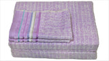 (Lavender) Striped Weaving Cotton Bath Towel Set-4 Pcs Set - Jagdish Store Online Since 1965