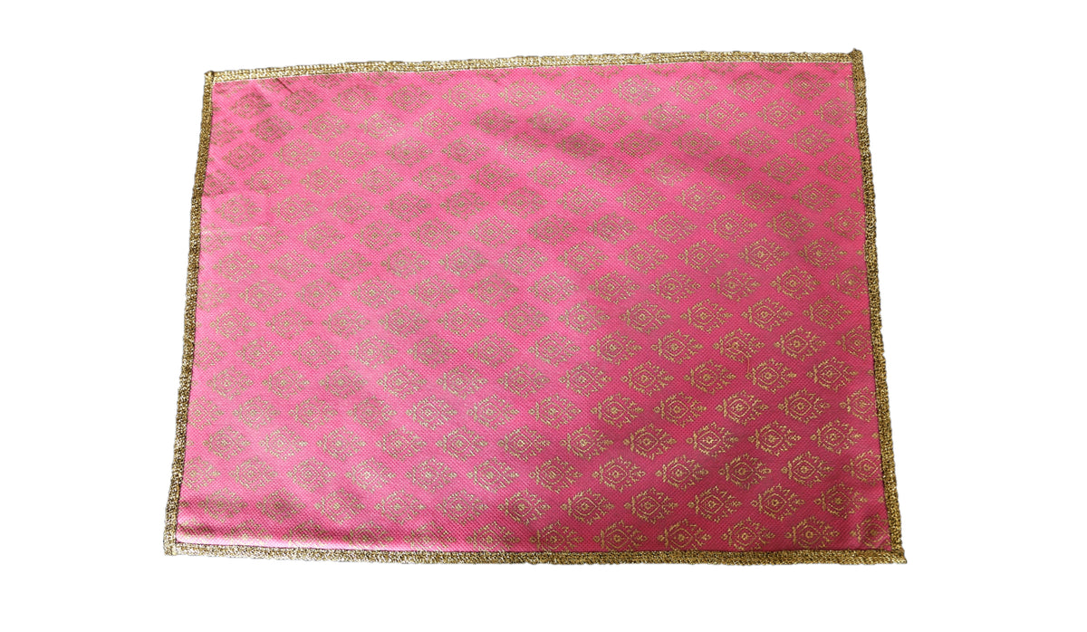 Pink Foil Printed Non Woven Table Mat 12x18 inch front view