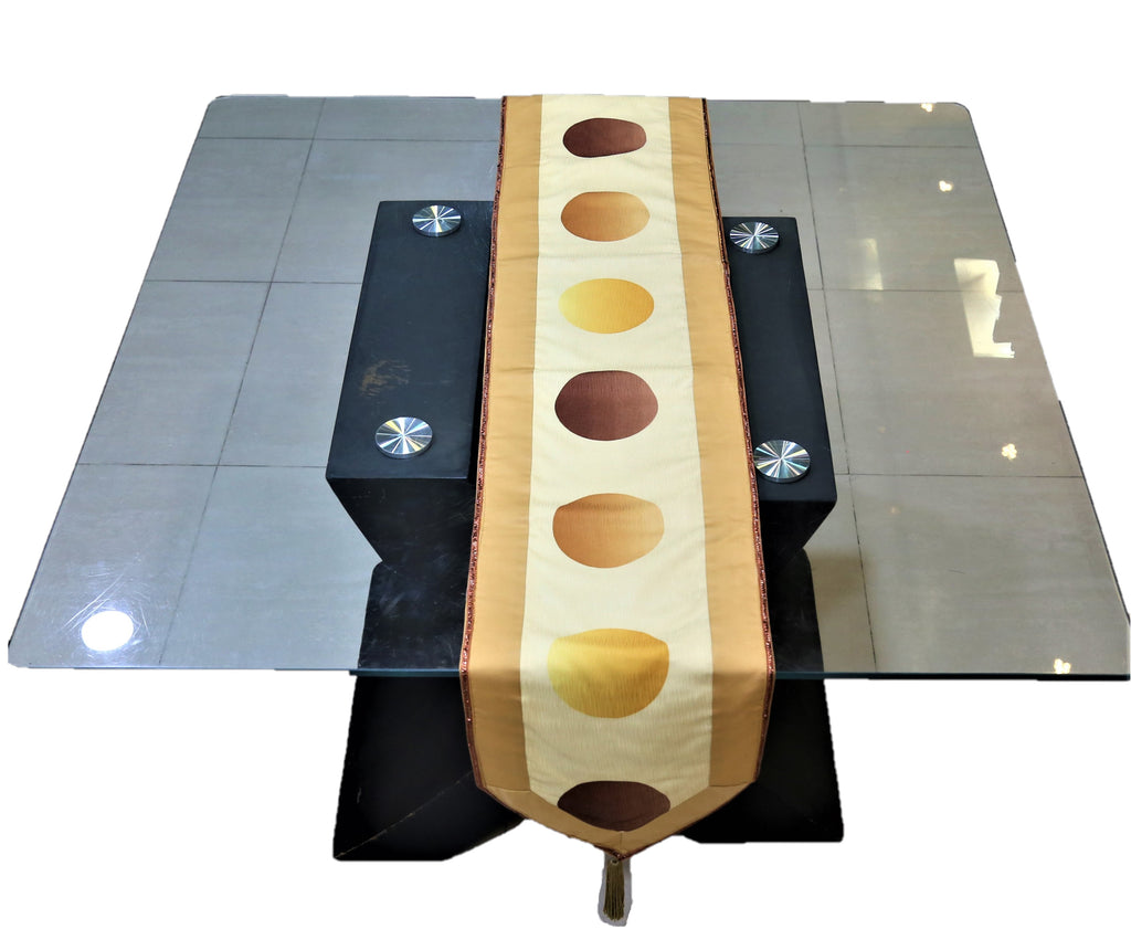 Printed(13 X 90 Inch) Table Runner(Gold)-Polyester - Jagdish Store Online Since 1965