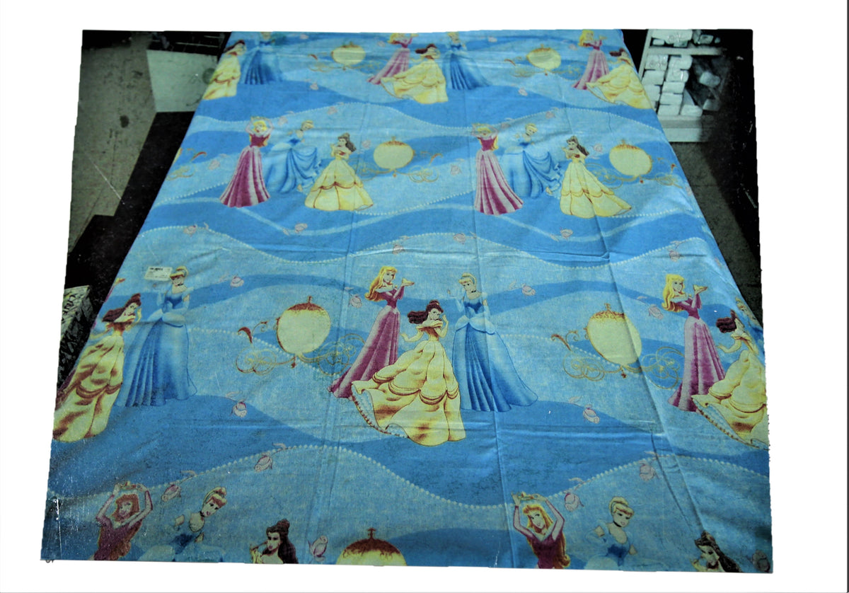 Blue cotton duvet cover with a storybook princess character print