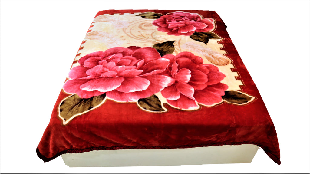 Floral print (Red/Peach)Blanket(220 X 240 Cm)-Polyester(3.1 Kg) - Jagdish Store Online Since 1965