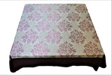 Printed(72 X 72 Inch) Table Cover(Cream/Magenta)-Polyester - Jagdish Store Online Since 1965