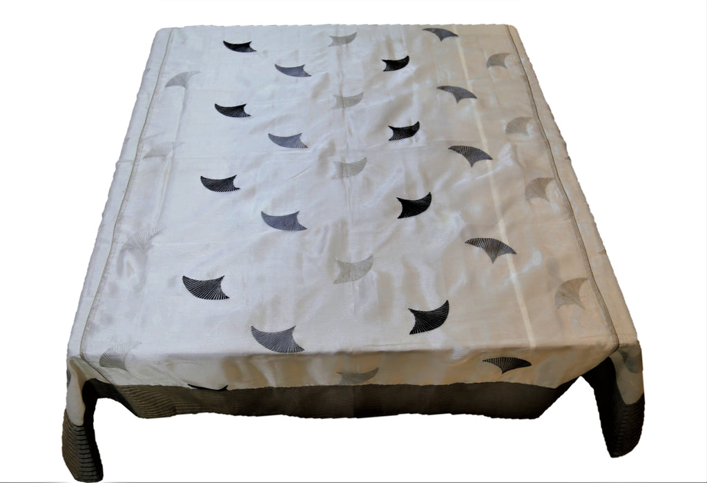 Embroidery(72 X 72 Inch) Table Cover(Grey/White)-Sheer - Jagdish Store Online Since 1965