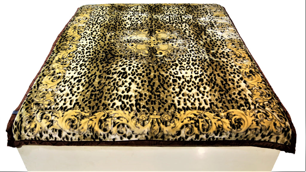 Double Print (Gold/Cream/Brown)Blanket(60 X 90 Inch)-Polyester(3.44 Kg) - Jagdish Store Online Since 1965
