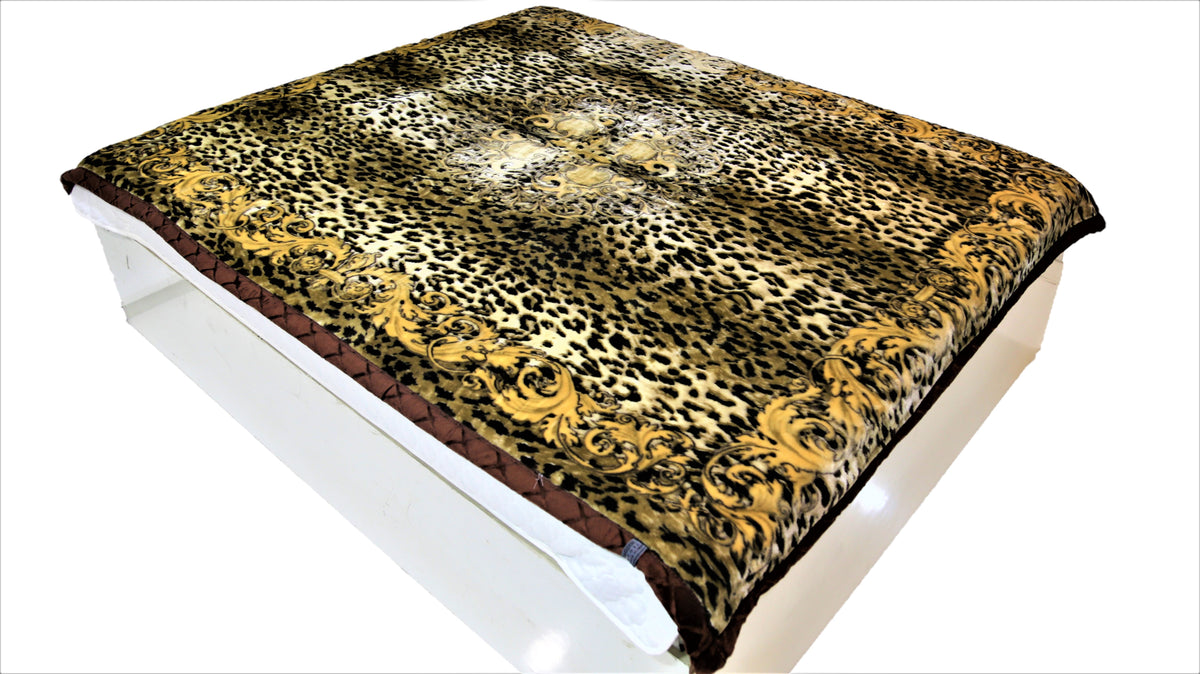 Double Print (Gold/Cream/Brown)Blanket(60 X 90 Inch)-Polyester(3.44 Kg) - Jagdish Store Online Since 1965