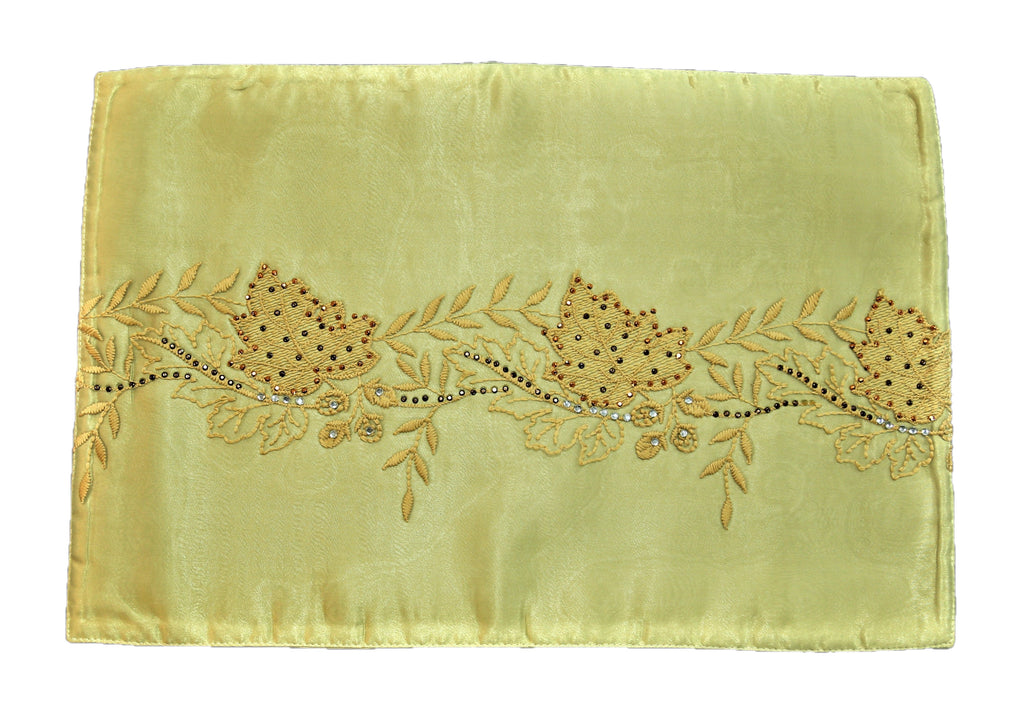 (Beige) Embroidery+Sequence Table Mat-Satin(7 PCS Set) - Jagdish Store Online Since 1965