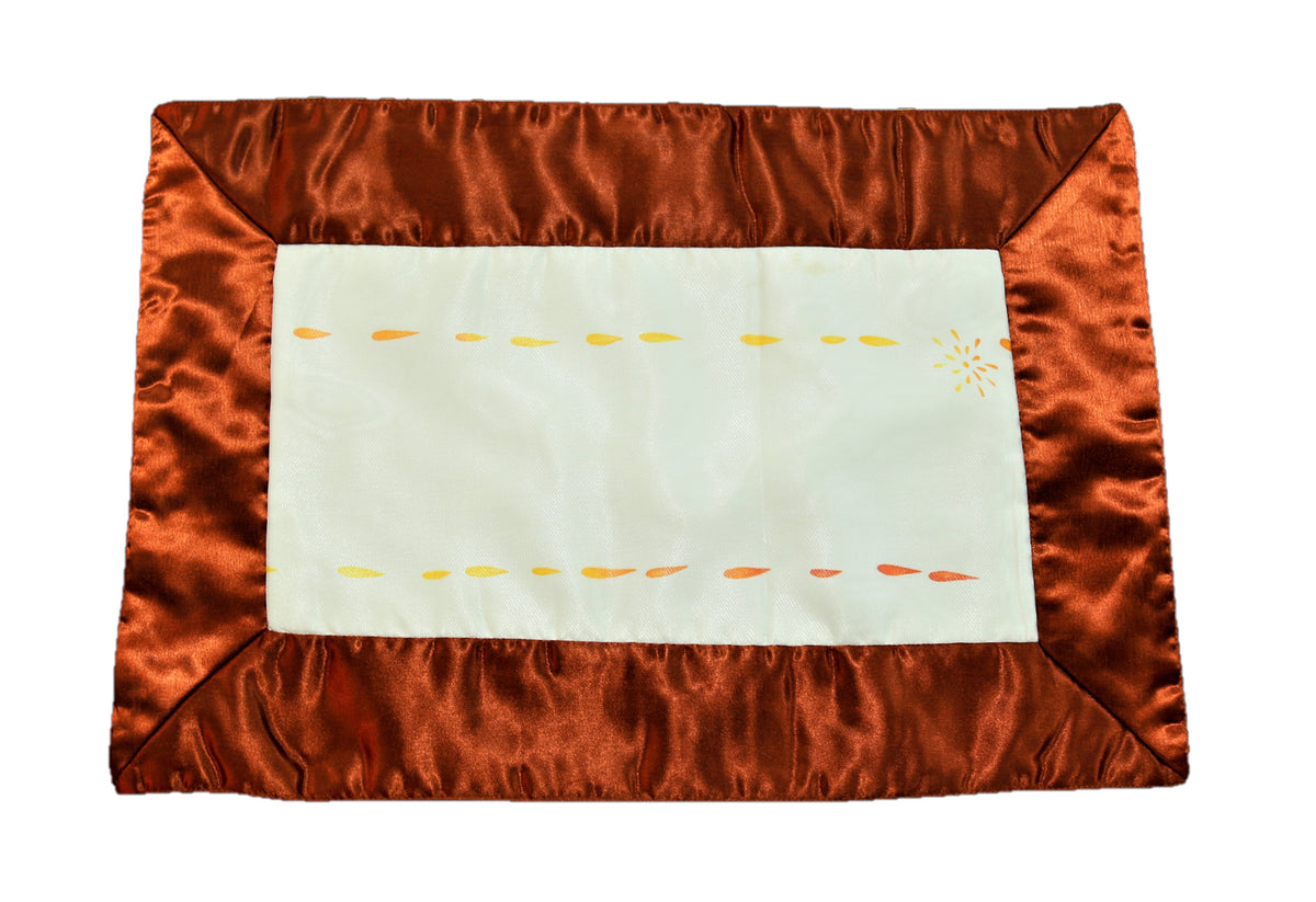 Brown Printed Satin Table Mat 12x18 inch front view