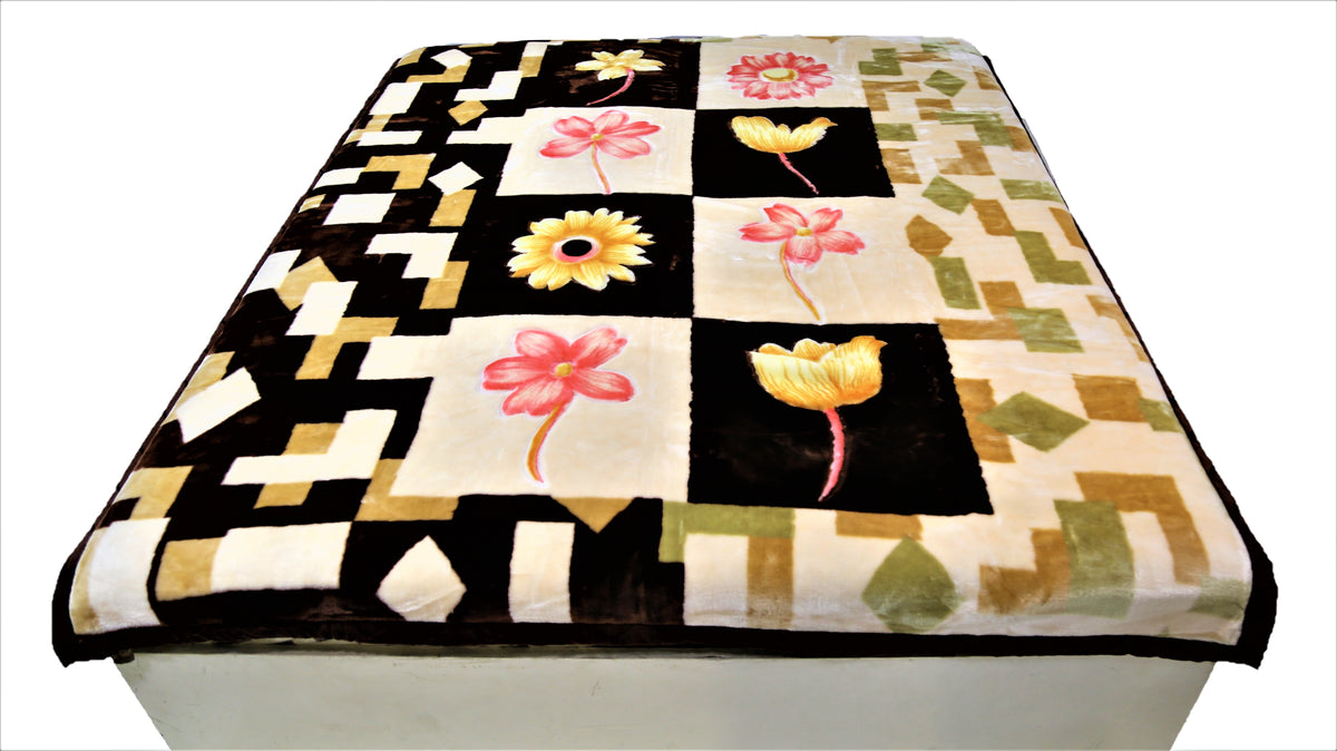 Double Print (Gold/Cream/Brown)Blanket(60 X 90 Inch)-Polyester(3.44 Kg) - Jagdish Store Online Since 1965