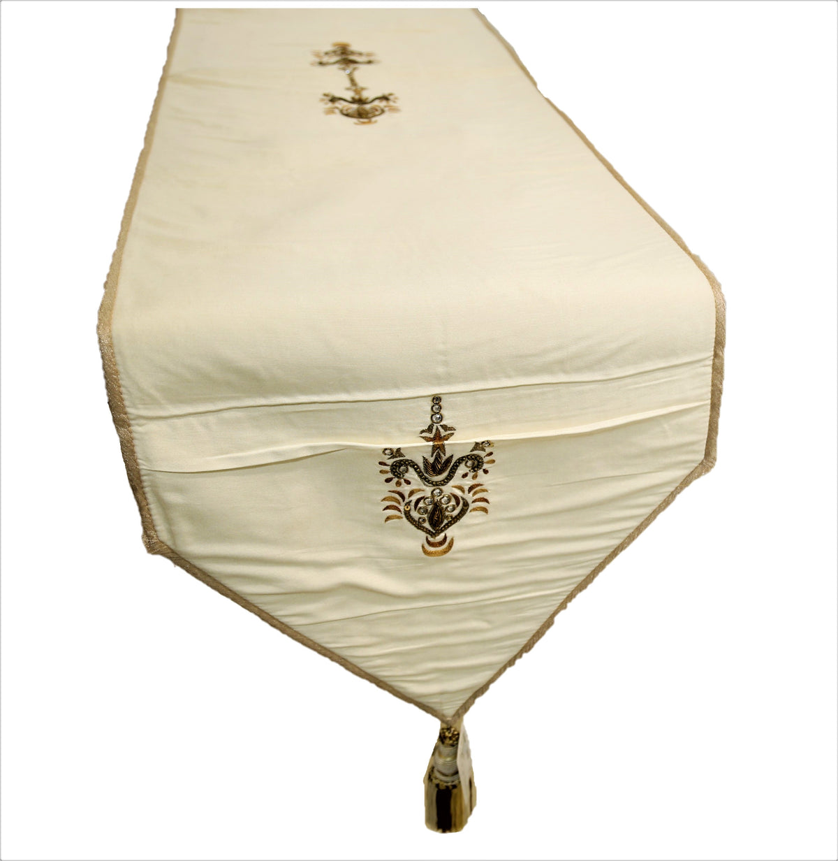 Embroidery (13 X 60 Inch) Table Runner(Cream)-Polyester - Jagdish Store Online Since 1965