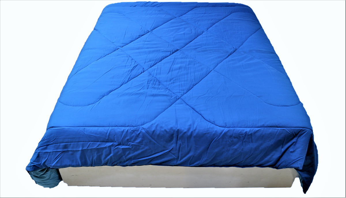 Double Shade Reversible (Blue) PolyCotton Quilt (90x100 Inch)-300 GSM - Jagdish Store Online Since 1965
