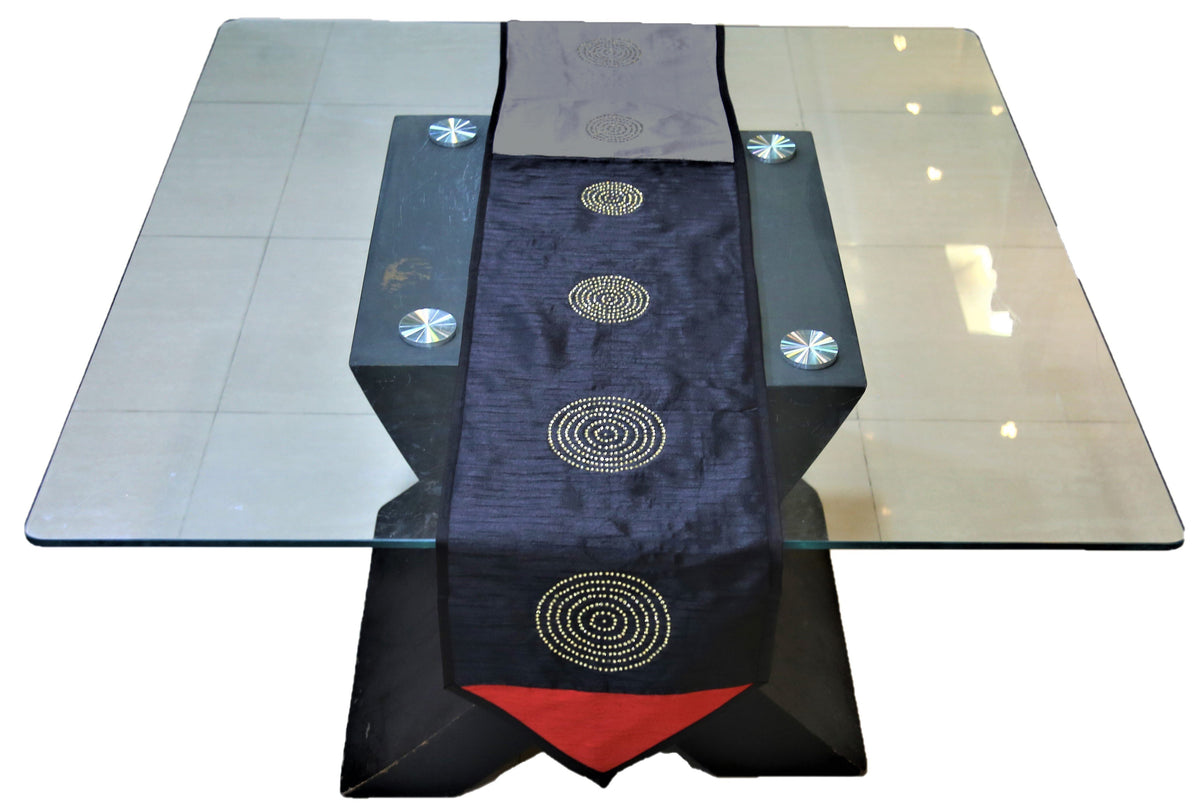 Sequence Work(14 X 90 Inch) Table Runner(Multi)-Dupion Silk - Jagdish Store Online Since 1965