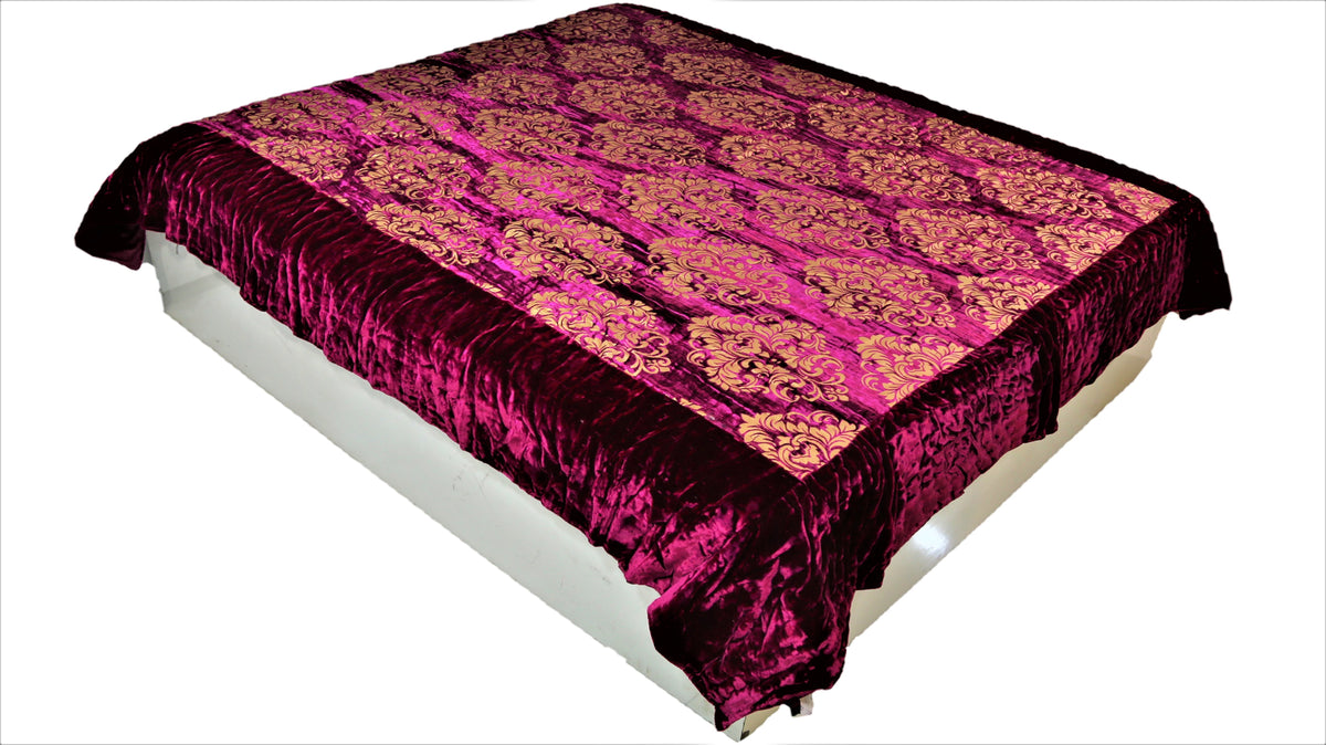 Black Foil Printed Chenille Quilt front view